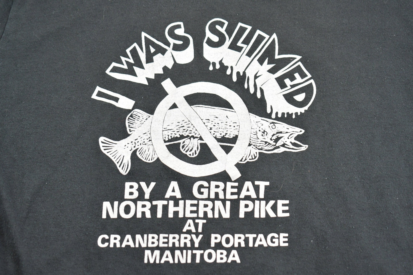 Vintage 1980s Manitoba Great Northern Pike Theme Graphic T-Shirt / Vacation T Shirt / Fishing Parody / Nature T Shirt / Outdoorsman