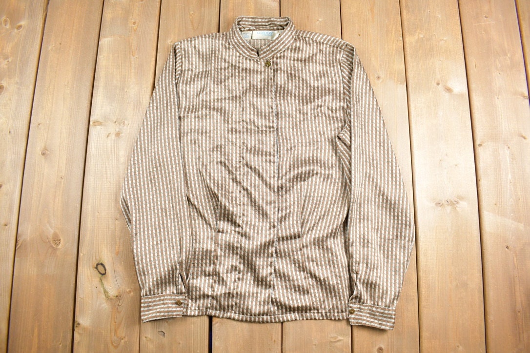 Vintage 1980s Gordon Band Collar Button Up Shirt