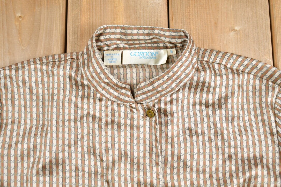 Vintage 1980s Gordon Band Collar Button Up Shirt / 1990s Button Up / Vintage Dress Shirt / Basic Button Up