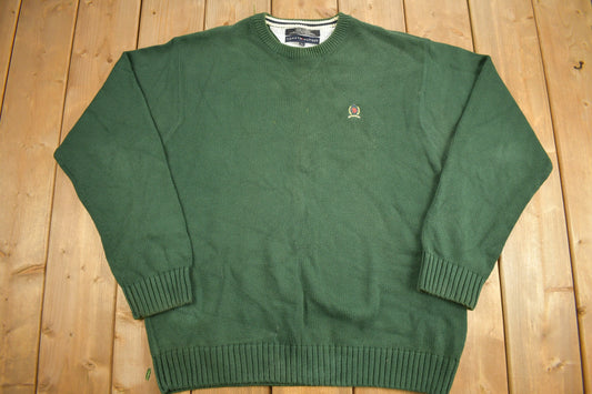 Vintage 1990s Tommy Hilfiger Knitted Sweater / Vintage 90s Crewneck / Pattern Sweater / Outdoor / Pullover Sweatshirt/ 90s Tommy