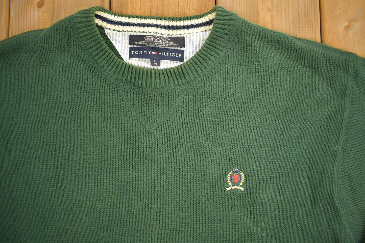 Vintage 1990s Tommy Hilfiger Knitted Sweater / Vintage 90s Crewneck / Pattern Sweater / Outdoor / Pullover Sweatshirt/ 90s Tommy