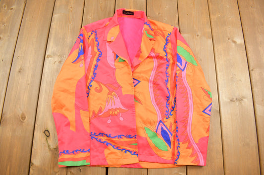 Vintage 1990s Colorful Abstract Pattern Blazer Jacket / Sport Jacket  / Vintage Jacket / Outdoor / Vintage Sport Coat / Nishkara / Size S