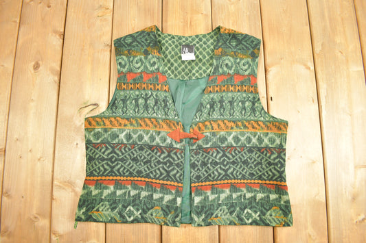 Vintage 1980 Ali Miles Aztec Vest / Vintage Cardigan / Button Up / Abstract Pattern / Grandmas Couch Pattern / Grandpa Core / Ugly Vest