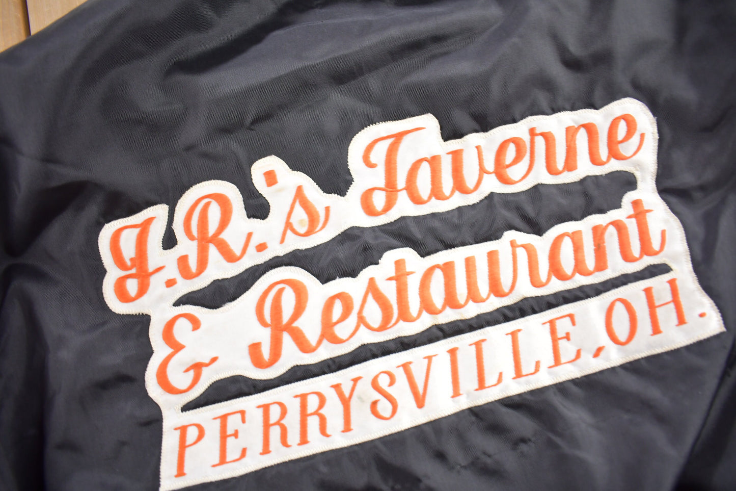 Vintage 1980s J.R.'s Tavern & Restaurant Perrysville Satin Bomber Jacket / Snap Button / Souvenir Jacket / Made In USA / Embroidered