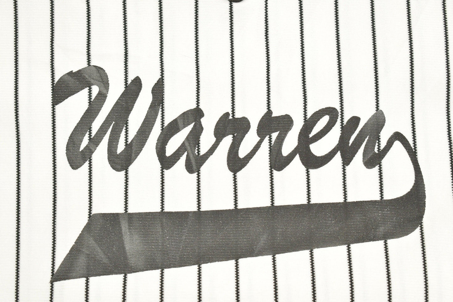 Vintage 1980s Warren Pinstripe Baseball Jersey / Made In USA / Black & White Jersey / 80s Jersey