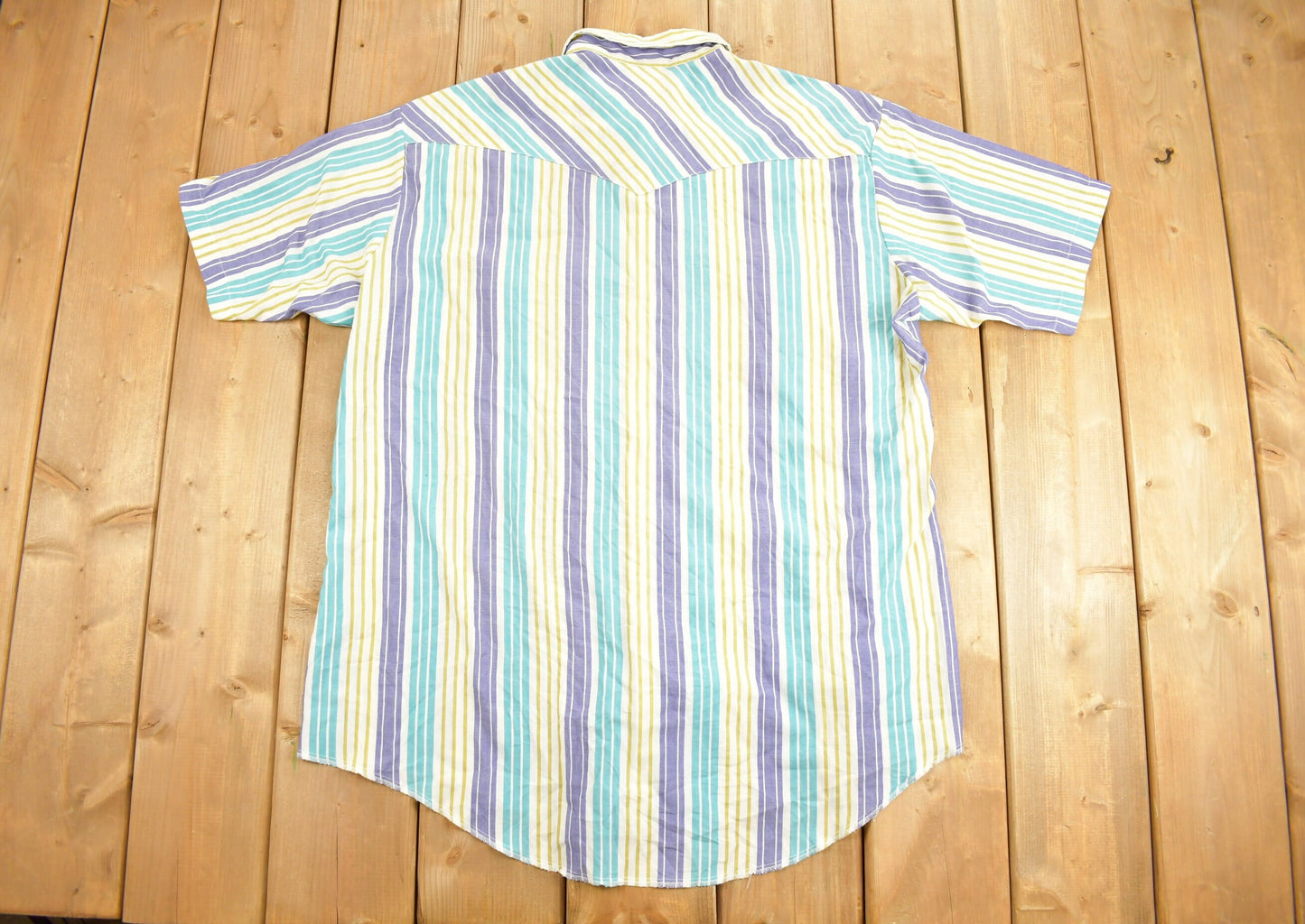 Vintage 1990s Panhandle Western Cut Short Sleeve Button Up Shirt / Made in USA / Pastels / Summer Shirt / Formal Shirt