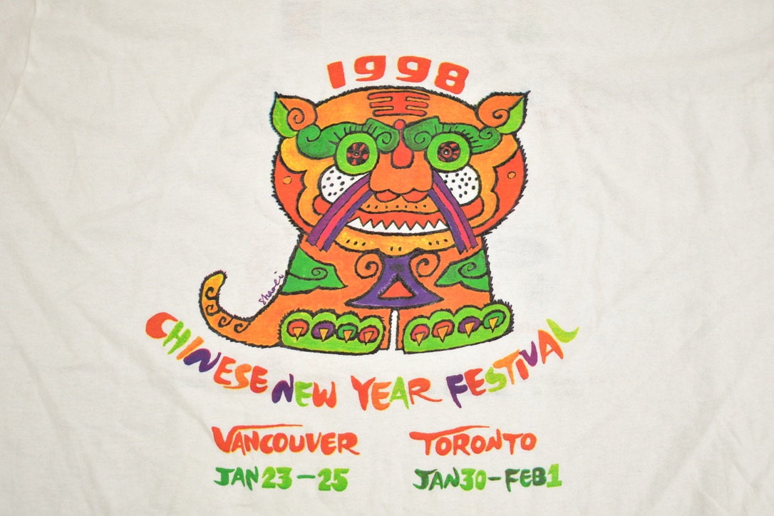 Vintage 1998 Chinese New Year Festival Graphic T-Shirt / Vancouver Toronto Streetwear / Single Stitch / Made In Canada / 90s Graphic Tee