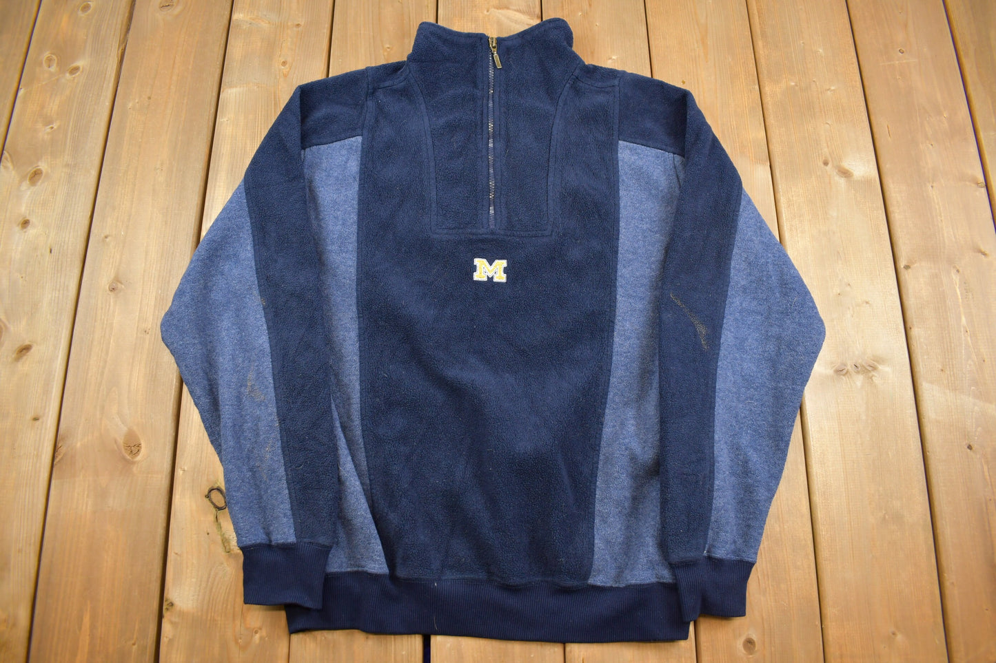 Vintage 1990s Michigan Wolverines NFL Quarter Zip Fleece / Football / Sportswear / Americana / Lee Sport Fleece