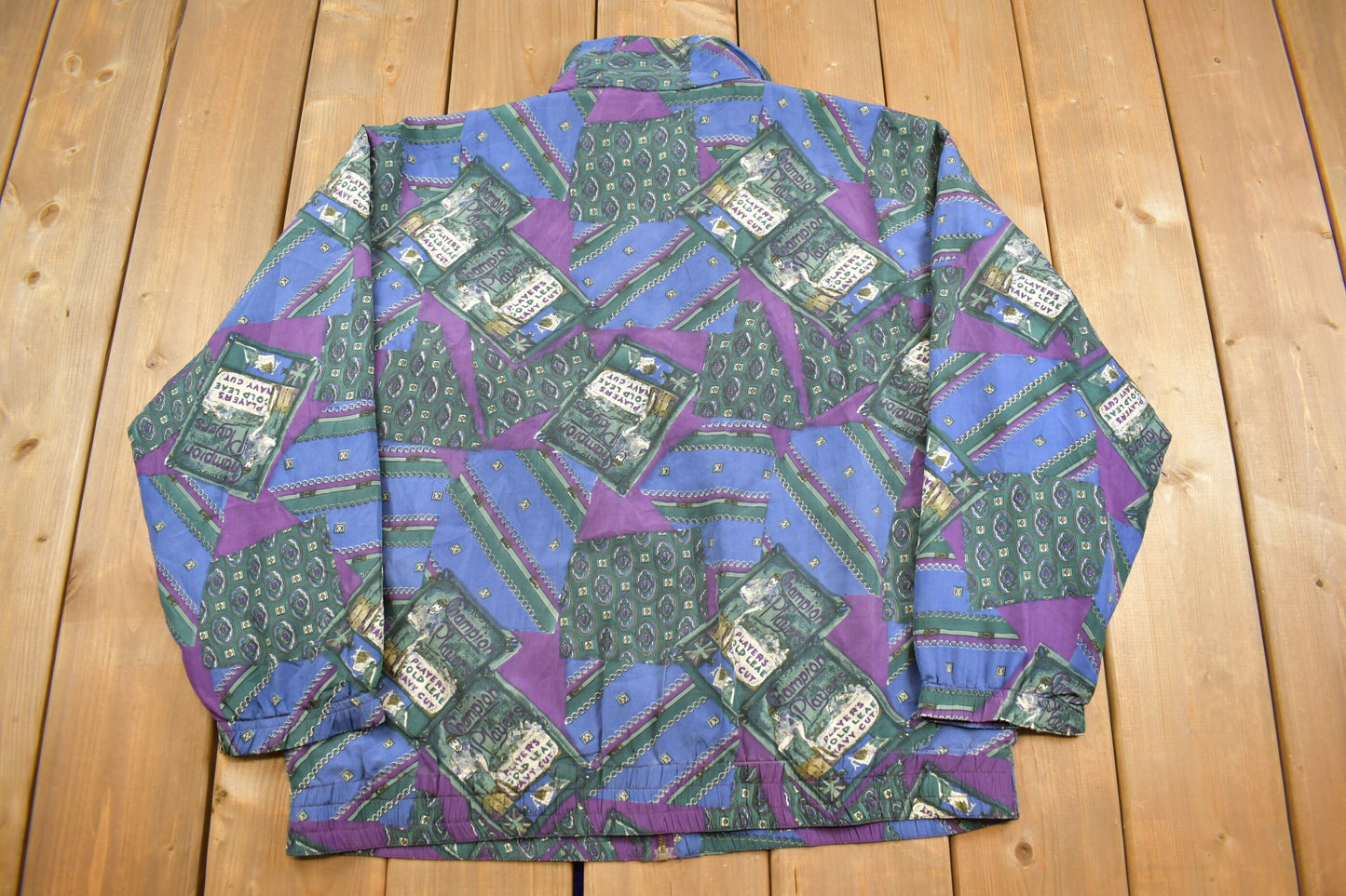 Vintage 1990s Chris Allan 100% Silk All Over Print Full Zip Windbreaker / Patchwork Pattern / Outerwear Jacket / Streetwear Fashion