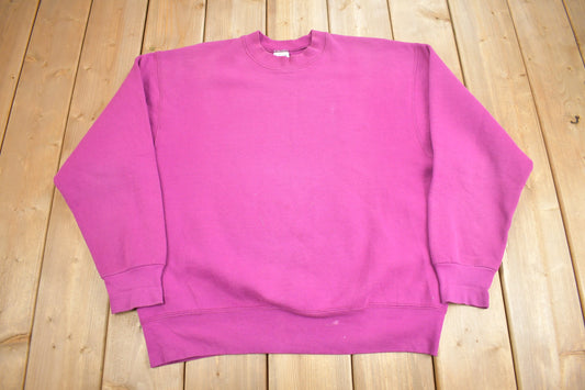 Vintage 1990s BVD Blank Pink Crewneck Sweatshirt / 90s Crewneck / Made In USA / Streetwear / 90s Blank