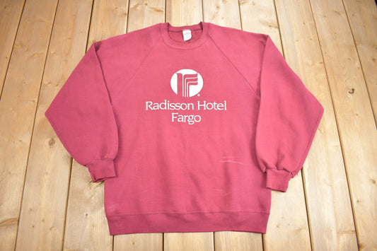 Vintage 1980s Radisson Hotel Fargo Raglan Crewneck Sweatshirt / Russell Crewneck / Made In USA / Travel And Vacation