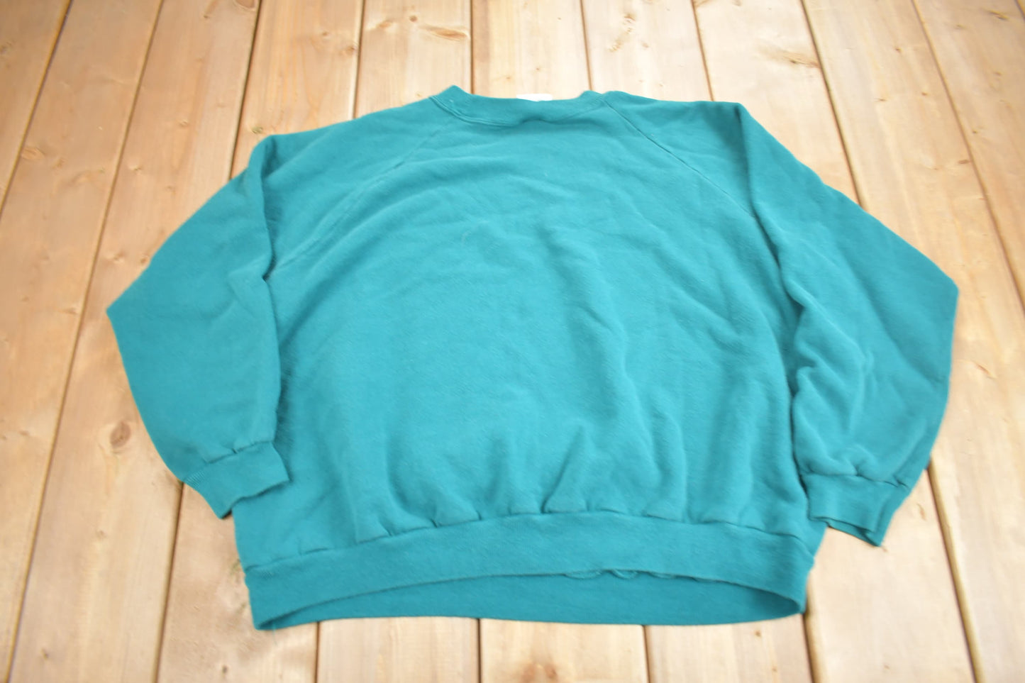 Vintage 1990s Turquoise Blank Hanes Herway Crewneck Sweatshirt / 90s Crewneck / Women's / Essential / Streetwear / 90s Blank