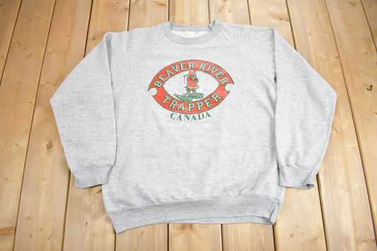 Vintage 1980s Beaver River Trapper Canada Crewneck Sweatshirt / 80s Crewneck / Made In Canada / Outdoorsman