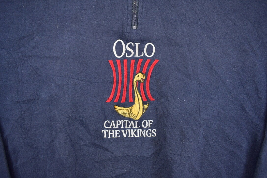 Vintage 1990s Oslo Capital Of The Vikings Crewneck Sweatshirt / 90s Crewneck / Souvenir Sweater / Travel And Vacation / Original Profilering