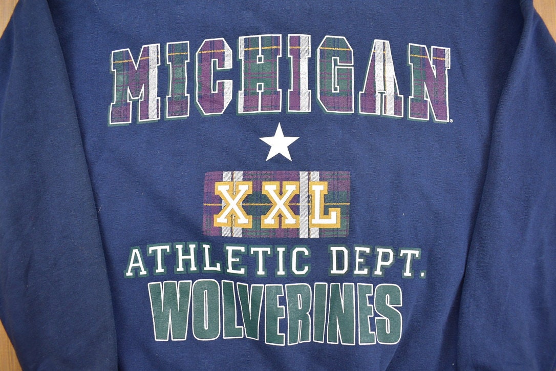 Vintage 1990s University Of Michigan Athletic Dept. Michigan Wolverines Collegiate Crewneck / NCAA Sweatshirt / Sportswear / Americana /