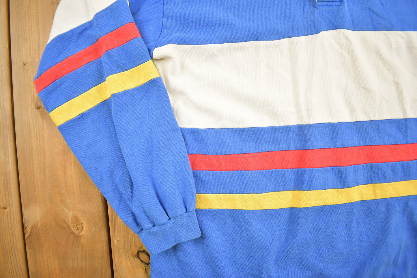 Vintage 1990s Collared Sweatshirt / 90s Collared Button Up / Athleisure / Striped Pullover / Rugby Style