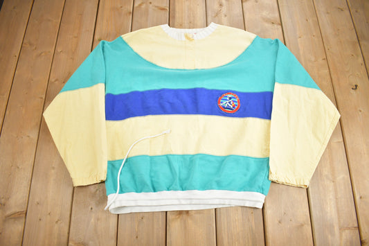 Vintage 1990s RAF Rougher Color Block Sweatshirt / 90s Crewneck / Streetwear / Embroidered / Size Medium