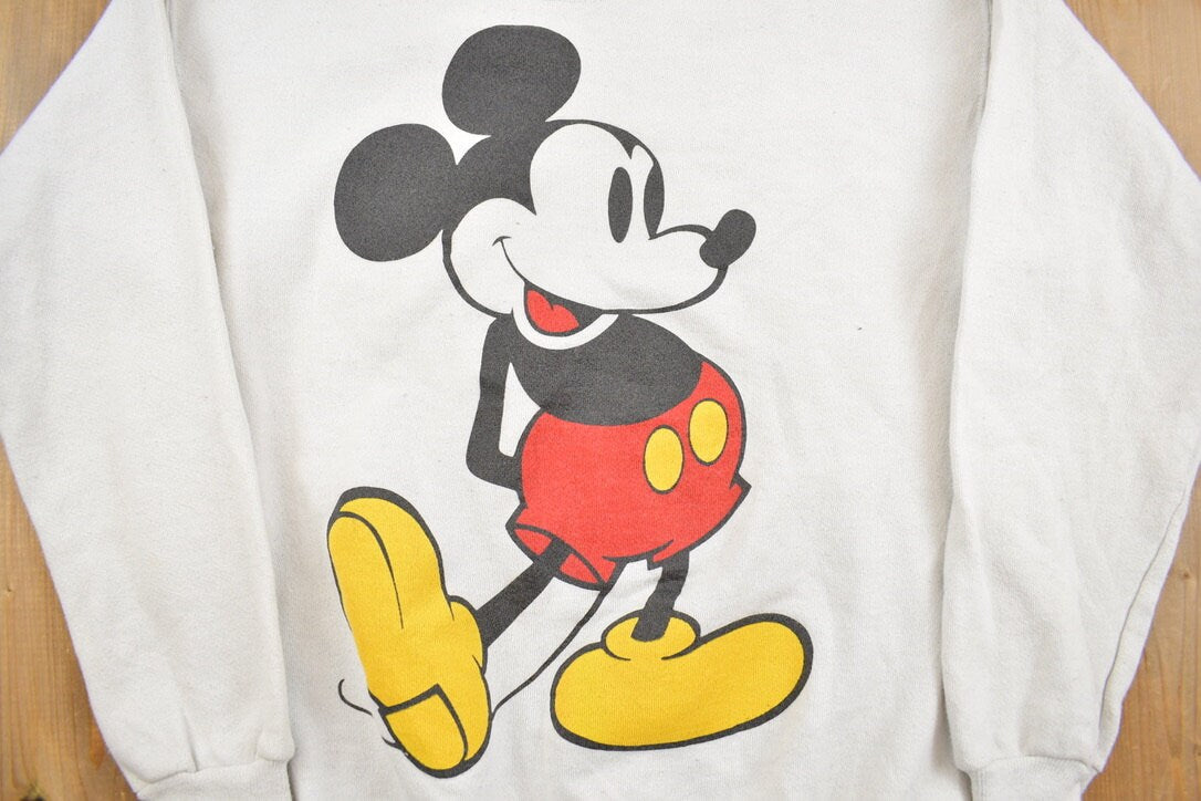 Vintage 1990s Mickey Mouse Disney Crewneck / Vintage Sweatshirt / Vintage Disney / Mickey / Distressed / Made In USA / Disney Designs Crew