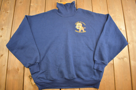 Vintage 1990s Girard Alliance Academy Turtleneck Sweatshirt / 90s Crewneck / Athleisure / Streetwear / American Vintage / Embroidered