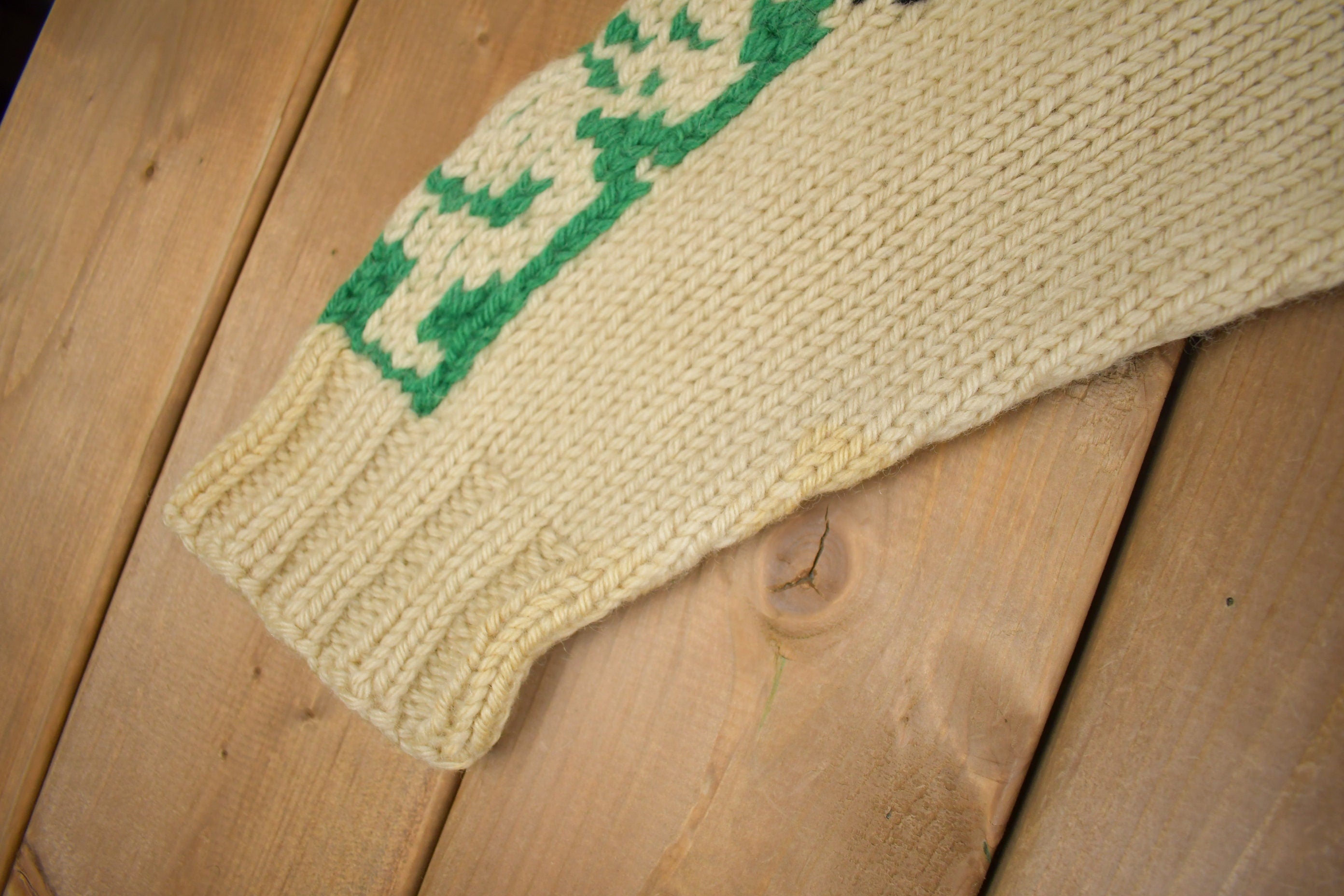 Vintage 1950s Hand-Knit Totem Pole Cowichan Sweater