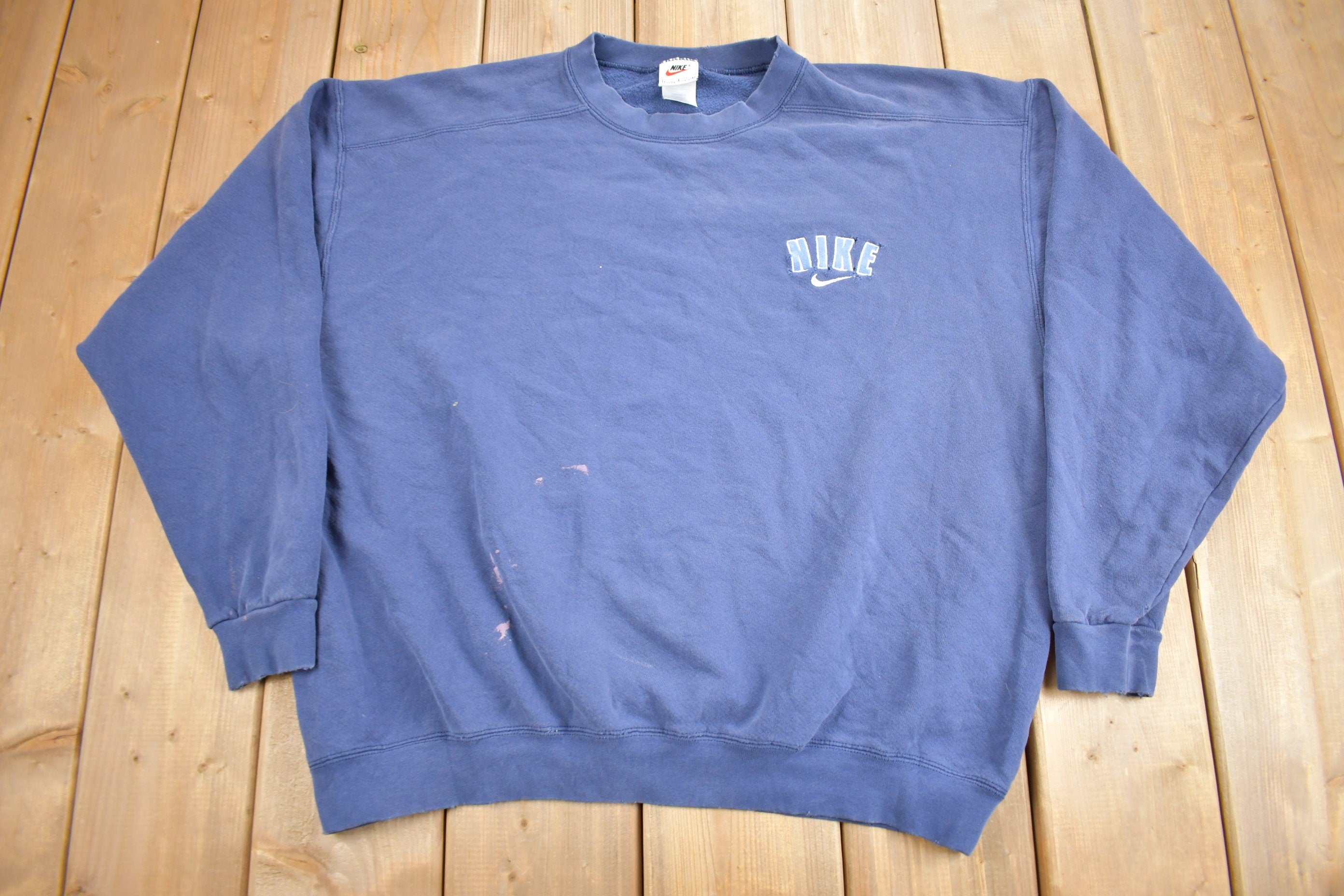 Vintage 1990s Nike Distressed Mini Logo Crewneck Sweatshirt