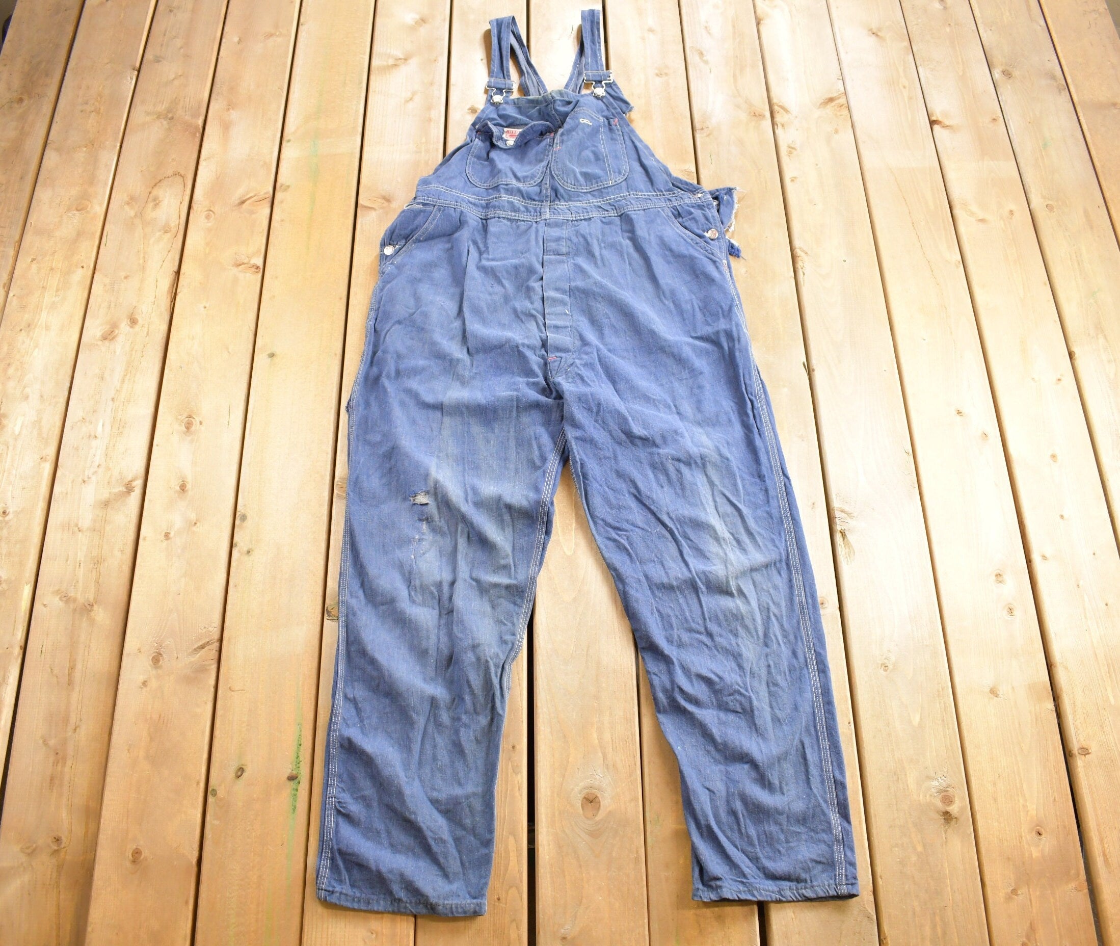 Vintage 1970s Big B Brotherhood Denim Overalls Size 42 x 30