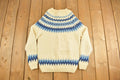 Vintage 1970s Beige Nordic Knit Sweater Apres Ski