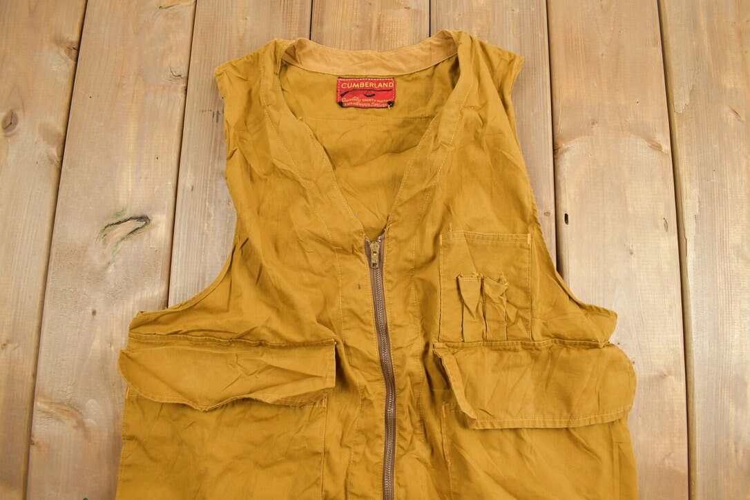 Vintage 1970s Cumberland Hunting Vest / Outdoorsman / Streetwear / Hiking / Hunting Vest / Fishing / Yellow Vest / Tactical Vest /