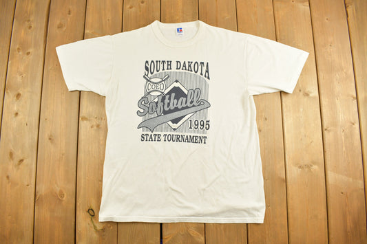 Vintage 1995 South Dakota Softball Tournament Graphic T-Shirt / Streetwear / Retro Style / Made In USA / 90s Graphic Tee / Russell Athletic