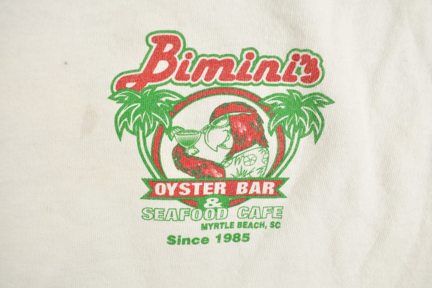 Vintage 1990s Biminis Oyster Bar Cafe Myrtle Beach Graphic T-Shirt / Streetwear / Single Stitch / Made In USA / 90s Graphic Tee / Travel Tee