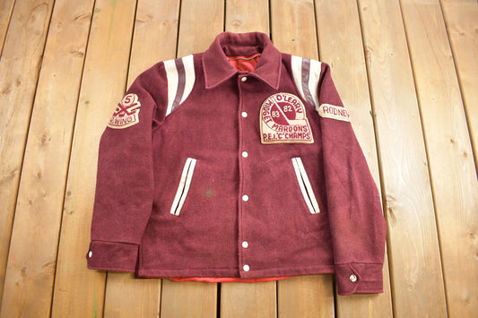 Vintage 1983 Midget O'leary Maroons PEIC Champs Varsity Jacket / Wool Coat / Embroidered / Vintage Varsity Jacket / Made In Canada