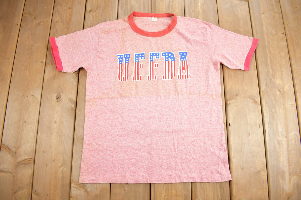 Vintage 1960s UFFDA Graphic Ringer T Shirt