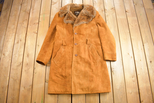 Vintage 1980s Harry Gold Fur Collar Deep Pile Coat Size 44 / Vintage Shearling Coat / True Vintage / Genuine Borg