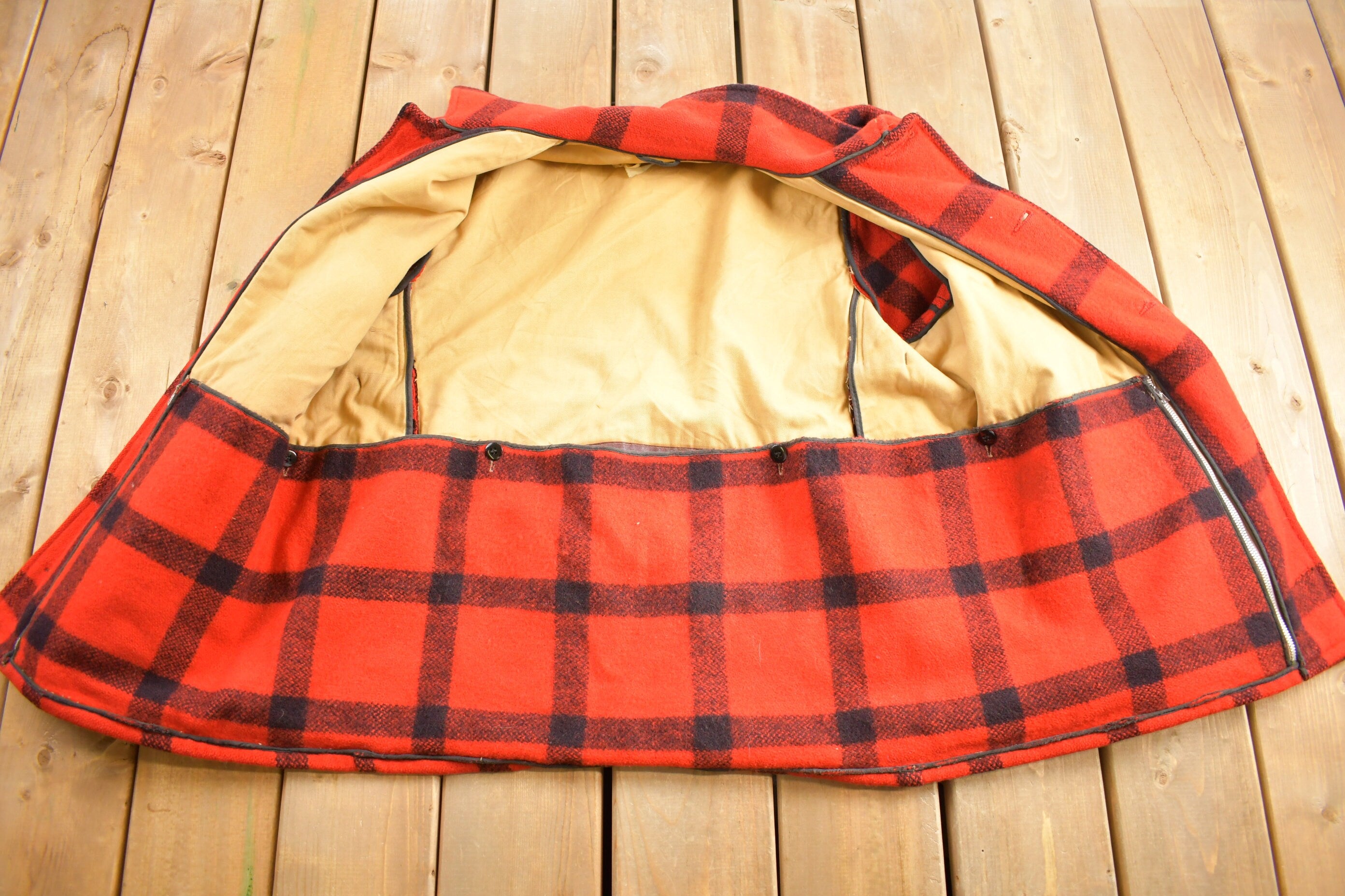 Vintage 1970s Falcon Brand 100% Wool Buffalo Plaid Jacket