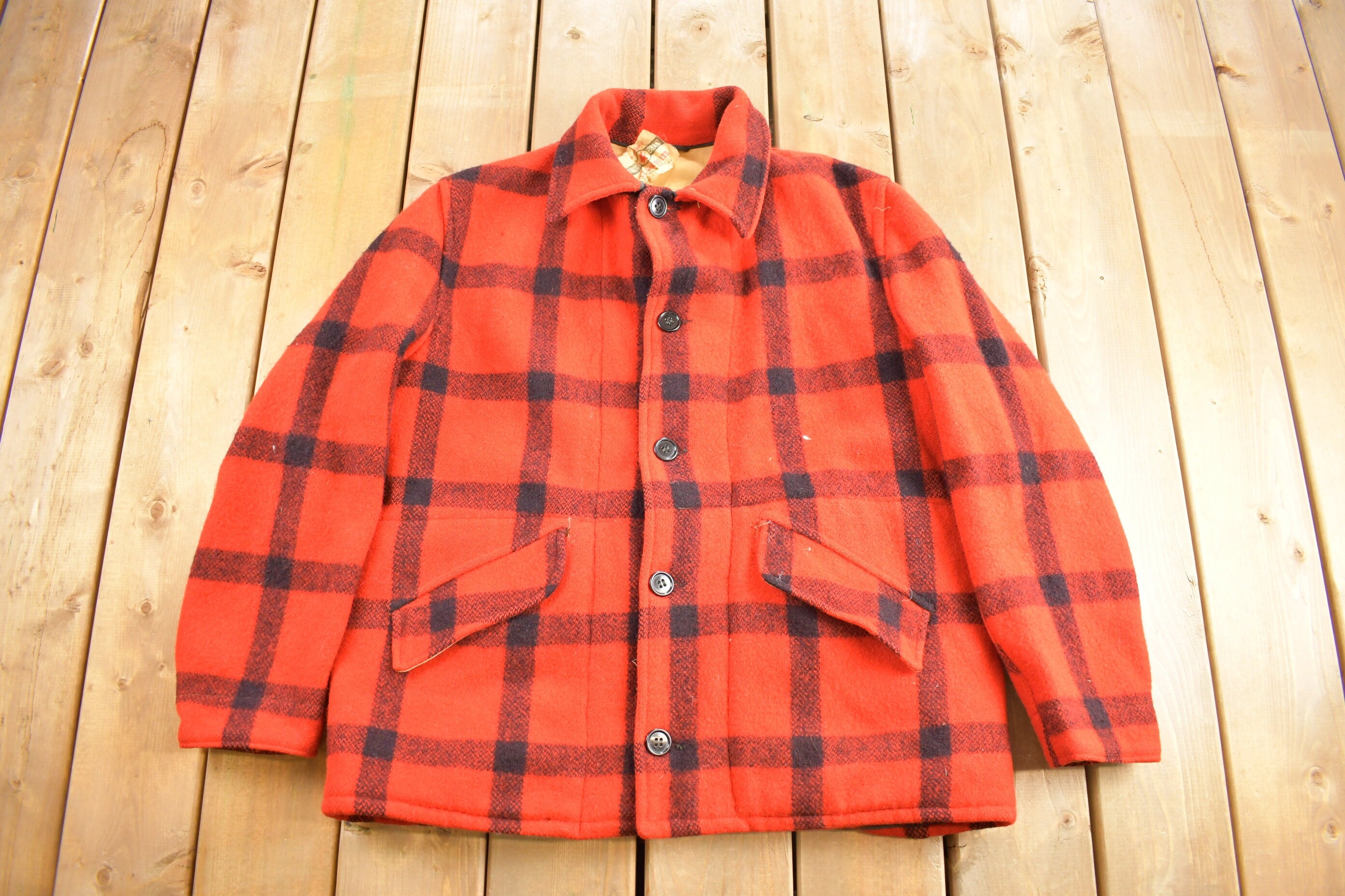 Vintage 1970s Falcon Brand 100% Wool Buffalo Plaid Jacket