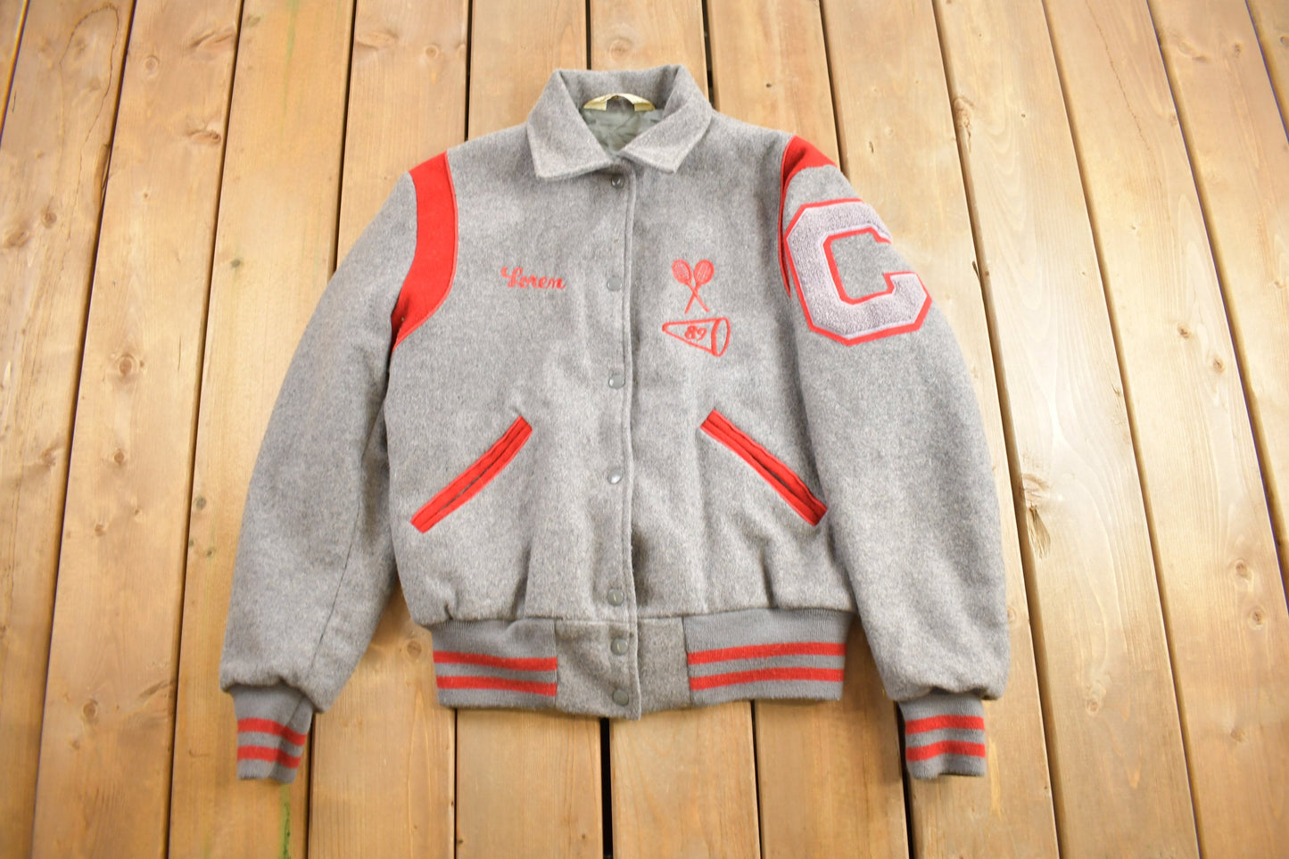 Vintage 1989 Cranston West Cheerleader Varsity Jacket / Wool Coat / Embroidered / Vintage Varsity Jacket / Union Made In USA