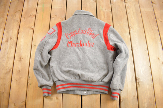Vintage 1989 Cranston West Cheerleader Varsity Jacket / Wool Coat / Embroidered / Vintage Varsity Jacket / Union Made In USA