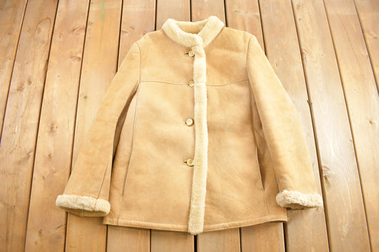 Vintage 1980s Shearling Leather Coat Size 13/14 / Vintage Shearling Coat / True Vintage / Made In Canada / Womenswear