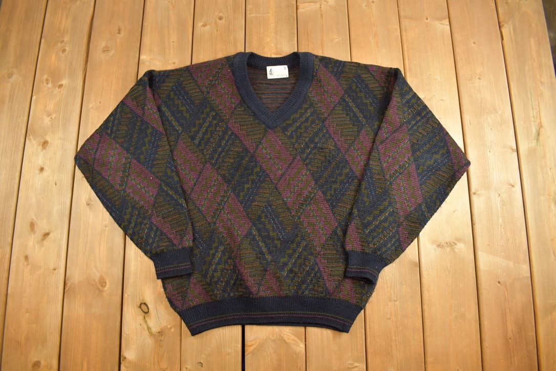 Vintage 1990s London Fog V Neck Knitted Sweater