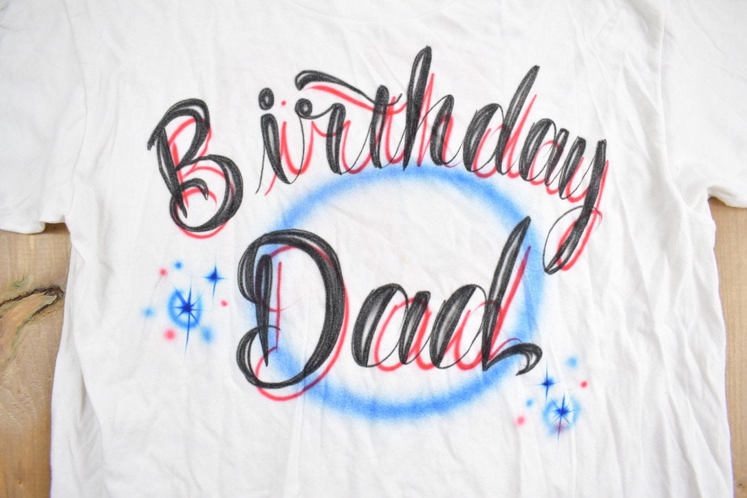 Vintage 1990s Airbrushed Birthday Dad 50th Birthday T-Shirt / Streetwear / Retro Style / Made In Canada / 90s Graphic Tee / Munsingwear Tee