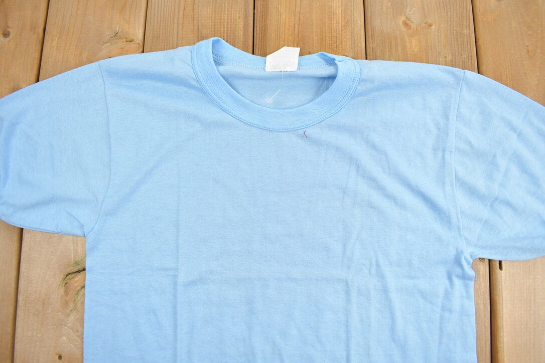 Vintage 1990s Blank Blue Ringer T-Shirt / Streetwear / Retro Style / Ringer Tee / Made In Canada / 90s Blank Tee / Ronne Experience Tee /