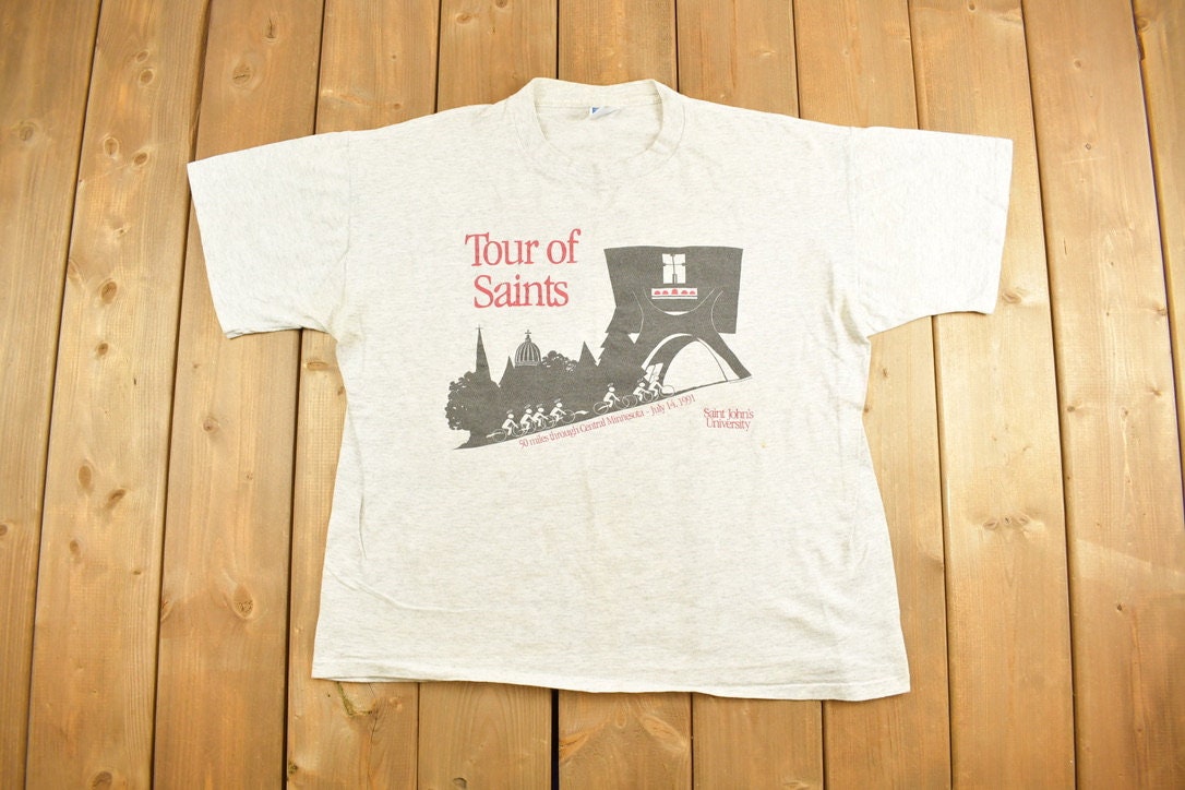 Vintage 1991 Saint John's University Collegiate T-Shirt / Tour Of Saints / Americana / Sportswear / Vintage Minnesota / Fun Run