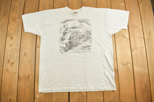 Vintage 1990s American Bald Eagle Graphic T-Shirt / Streetwear / Retro Style / Single Stitch / Animal Graphic / 90s Graphic Tee / Americana