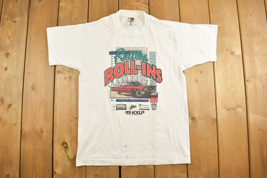 Vintage 1996 Ruttles Roll-Ins Car Graphic T-Shirt / Streetwear / Retro Style / Single Stitch / Made In USA / 90s Graphic Tee / Car Shirt