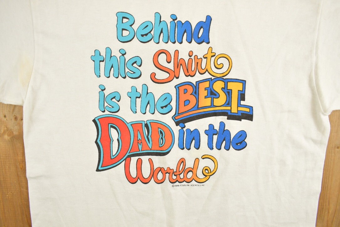 Vintage 1980s Best Dad In The World Graphic T-Shirt / Streetwear / Retro Style / Single Stitch / Made In USA / 80s Graphic Tee / Fathers Day