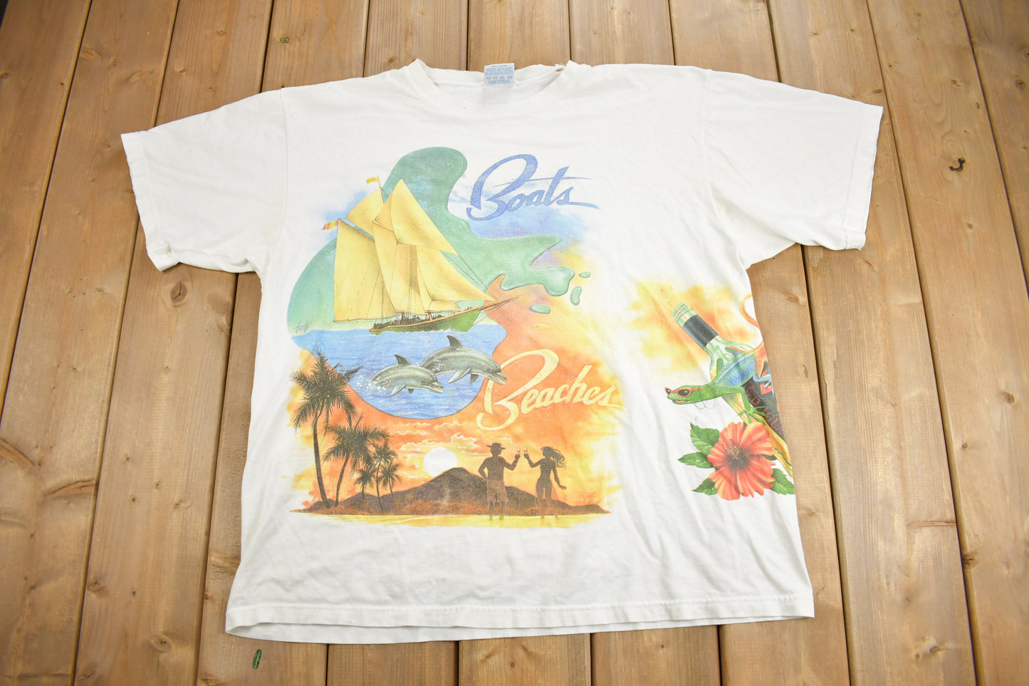 Vintage 1990s Caribbean Soul Tropical Graphic T-Shirt / Streetwear / Tropics Shirt / Vacation Tee / Travel & Tourism / Made in USA