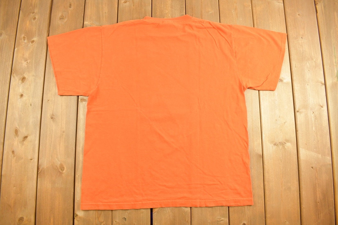 Vintage 1990s Rare Orange Superman Graphic T Shirt / Vintage T Shirt / Streetwear / Graphic Tee / Superhero Tee / DC Comics / Made In USA