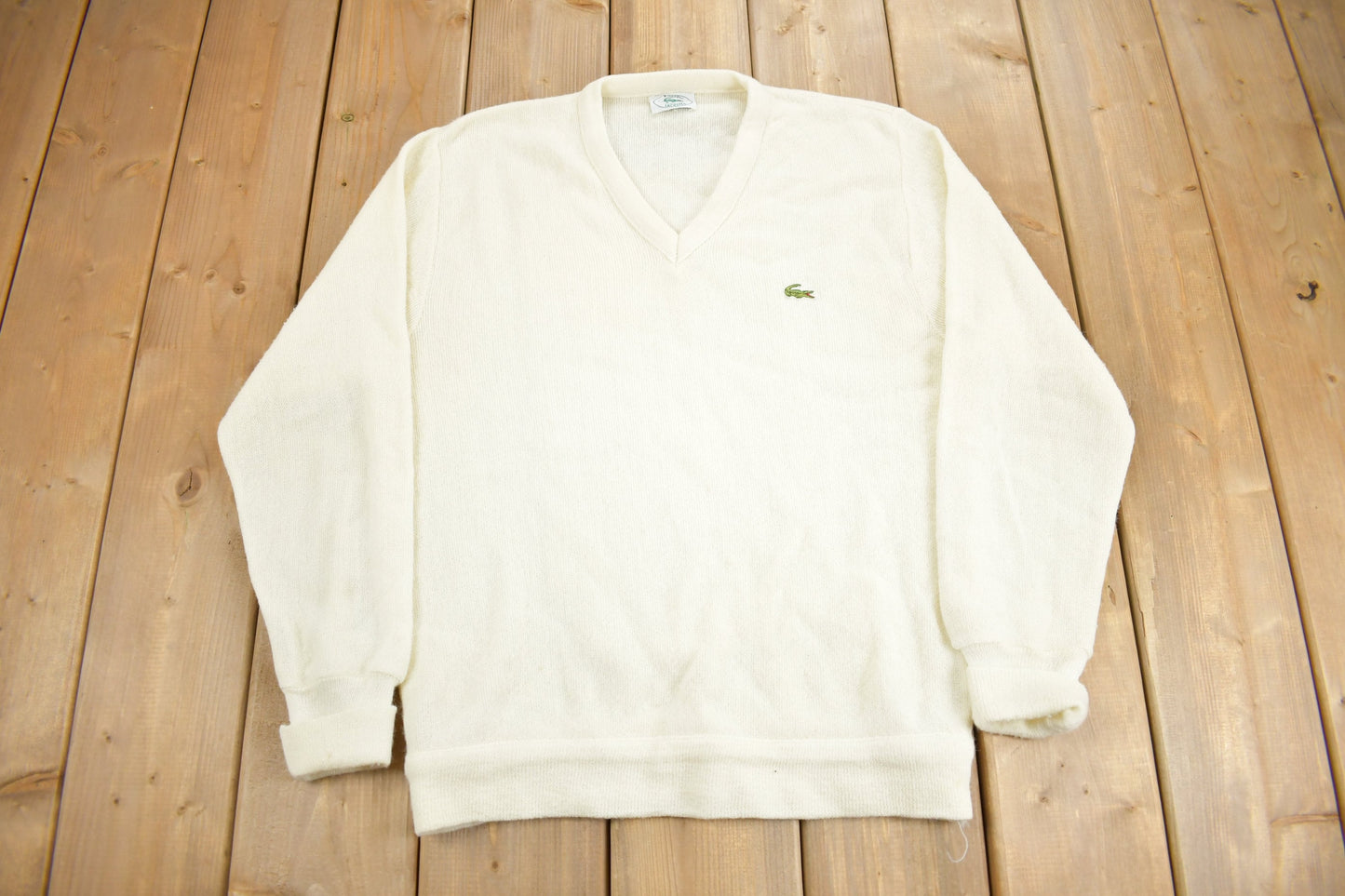 Vintage 1990s Izod Lacoste Knit V-Neck Sweater / Vintage 90s V-Neck / Vintage Knit / 90s Lacoste