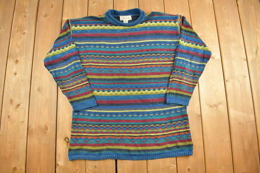 Vintage Spice Of Life Colourful Knitted Sweater / Vintage 90s Crewneck / Pattern Sweater / Outdoor / Pullover Sweatshirt / Winter