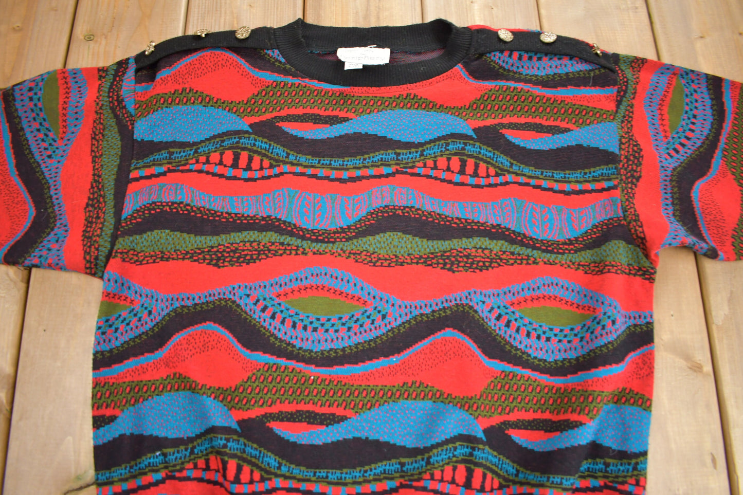 Vintage 1990s 3D Coloured Cable Knit Women's Sweater / Kathleen Usherwood For Periphery  / Made In USA